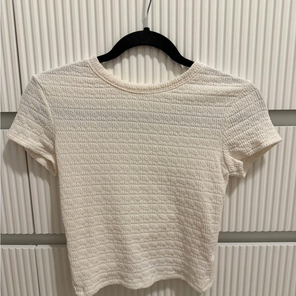 Pink Rose Cream Textured Short Sleeve Top